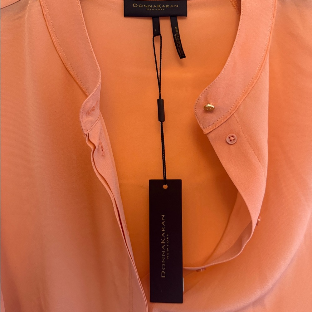Donna Karan Coral Button-Up Blouse